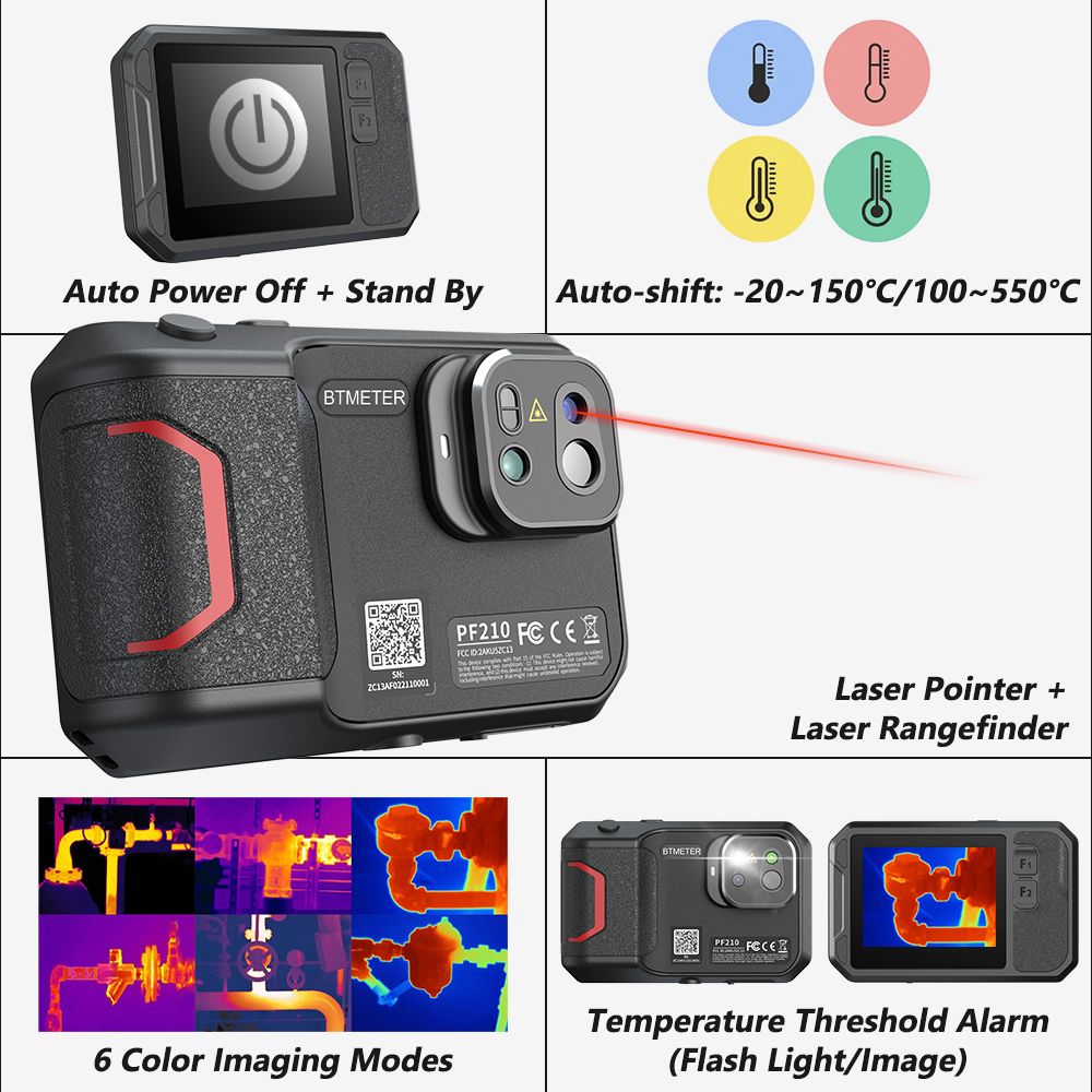 Industrial Laser Guide - Câmera Térmica Portátil 256x192 com Imagem